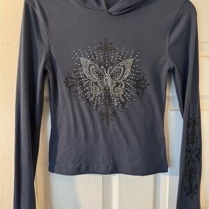 Women's Long Sleeve Top with Butterfly Design